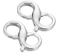 Healvian 2 Pcs S925 Sterling Silver Platinum Plated S Hook Lobster Claw Clasps Double Spring Lock Jewelry Clasps for Bracelet and Necklace Making, Large Size, Sturdy Closures for DIY