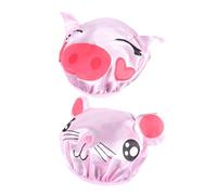 Healvian 2 Pcs Waterproof Shower Caps, Adjustable Cartoon Shampoo Hats with Elastic Band, Double-layer Bathing Caps for Bath and Hair Wash Protection