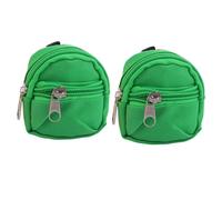 Healvian 2 Pieces Mini Backpack Coin Purse Key Chains with Double Zipper, Green Small Change Purse Pendants for Keys and Travel Accessories
