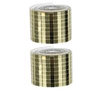 Healvian 2 Rolls Gold Self-Adhesive Mini Square Glass Mosaic Tile Stickers 1464 Pieces DIY Mirror Wall Decor for Home and KTV Decoration