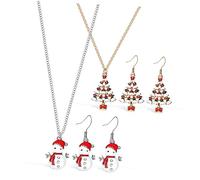 Healvian 2 Set Christmas Drop Earrings and Rhinestone Necklace Set for Women Holiday Jewelry Lightweight and Durable Accessories for Festive Occasions Xmas Present for Friends and Loved
