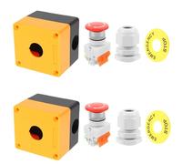 Healvian 2 Sets Emergency Push Button Switch Station with 1nc 1no Red Mushroom Button, Easy to Press and Identify, Made of Sturdy Plastic, Suitable for Workplace Use with Random Color