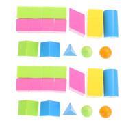Healvian 2 Sets Geometry Teaching Aids Kit for Students, 16pcs Plastic Geometric Blocks Set, Mathematics Learning Tool for School Classroom and Home Study