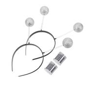 Healvian 2 Sets Glitter Ball Alien Antenna Headband Silver Space Costume Accessories for Women Party Dress Up Head Boppers with Detailed Craftsmanship Fit for Halloween and Celebration