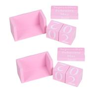 Healvian 2 Sets Pink Wooden Blocks Perpetual Calendar for Desk with Month and Date Display, Versatile Home Decor and Sturdy Design, for Home and Workspace Desktop Decoration