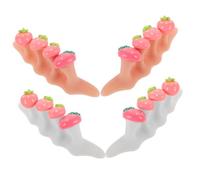 Healvian 2 Sets Silicone Toe Separators for Pedicure with Dual Color Strawberry Design Soft Nail Art Spacers Prevent Smudging Toe Straighteners for Nail Care and Alignment Correction