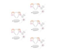 Healvian 20 Pcs Lamb Ears Headband and Tail Set and Adults, Lightweight Plastic Plush Cotton Material, Realistic Sheep Horns and Ears, for Animal Party and Daily Wear