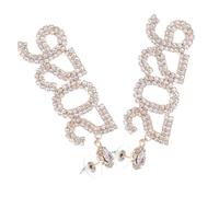 Healvian 2026number Women's Year Pendant Earrings Rhinestone Long Drop Dangling Earrings Sparkly Statement Jewelry for Christmas Holiday Party