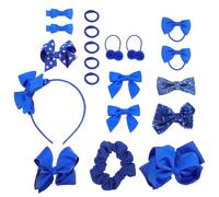 Healvian 20pcs Blue Hair Accessories for Blue Hair Bows Clips Ties Scrunchies Headbands Comfortable Non-pulling Barrettes for School and Giving