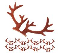 Healvian 20pcs Flocking Deer Antlers and Dragon Horns DIY Headband and Hairpin Embellishments Christmas Hat Decor Small Size Coffee Colour Craft Supplies