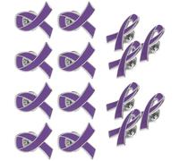 Healvian 20pcs Purple Enamel Awareness Ribbon Brooch Pins for Women Iron Lapel Pins for Anti-Violence Campaign Decorative Ribbon for Charity Events and Everyday Wear