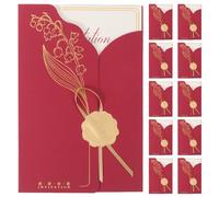 Healvian 20pcs Red Chinese Wedding Invitation Cards: Decorative Invites with Envelopes for Bridal Events Engagement Party Holiday & Romantic Anniversary Gatherings