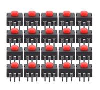 Healvian 20pcs Red Head Push Button Switch for Torch Flashlight Square Mini Torch Button Three-pin Terminal Replacement On-off Switch