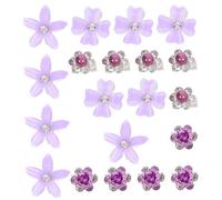 Healvian 20pcs Small Purple Flower Hair Clips with Rhinestones Vintage Retro Style Cute Hairpins for Bangs and Braids Secure Non-slip Accessories for Daily Wear and Elegant Hairstyles