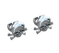 Healvian 24 pcs Pirate Skull Rings Halloween Scary Hand Jewelry Set Gothic Crossbone Accessories for Men Women