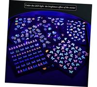 Healvian 24 Sheets Luminous Nail Art Stickers Glow Fluorescent Decals Flower Butterfly Pattern DIY Nail Decoration for Women Self-Adhesive Easy Application for Parties and Special Occasions