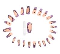 Healvian 24pcs Halloween Press Nails in Purple Resin with Classic Skull Design, Easy to Use False Nails with Glue for Special Occasion Day the Dead Manicure