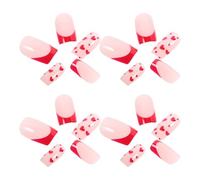 Healvian 24pcs Heart Press Nails Kit Full Cover False Nail Tips Abs Material Cute Valentine S Day Glue for Women Teens DIY Art