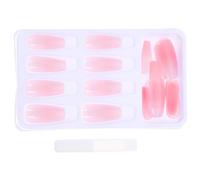 Healvian 24pcs Length Ballet Style Gradient Glitter Glue On Nails for Women Press On False Nails Manicure Art Supplies Teen