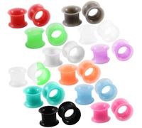 Healvian 24pcs Mixed Color Silicone Ear Tunnels Plugs Ear Stretchers Expanders Double Flared Flesh Tunnel Jewelry for Piercing Comfortable Accessory for Various Occasions