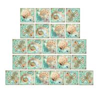 Healvian 24pcs Tile Decals Self Adhesive Removable PVC Seashell Pattern Stickers Vintage Style Assorted Colour for Bathroom and Hotel Toilet Decoration