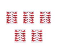 Healvian 25 Pairs Manga False Cluster Eyelashes Red Natural Short Length Fake Eyelash Strips Reusable Design for Halloween Party and Cosplay Makeup