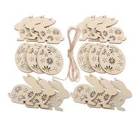Healvian 25pcs 50mm Easter Wooden Cutouts Set with Bunny and Egg Shapes, Unfinished Wood Slices for DIY Crafts and Home Decorations