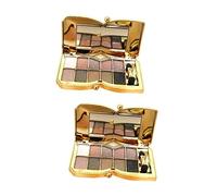 Healvian 2pcs 10 Colors Flash Glitter Eyeshadow Palette Dark Brown Bright Makeup Set with Brush Mirror