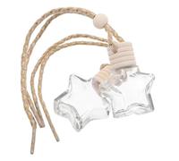 Healvian 2Pcs 10Ml Refillable Car Aroma Diffuser Pendant Bottles with Gold String Star Design, Empty Glass Aromatherapy Hanging Ornaments for Vehicle Interior Air Freshener