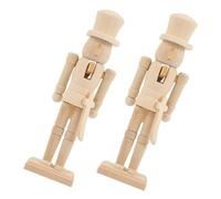 Healvian 2Pcs 18Cm Wooden Nutcracker Soldiers Unfinished DIY Walnut Soldier Ornaments Christmas Decoration DIY Blank Wood Nutcracker Puppets