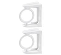 Healvian 2pcs Abs Shower Rod Retainers Practical Curtain Pole Holders Adhesive Wall Mounted White Rotatable round Ring Brackets Simple Elegant Fashionable Bathroom