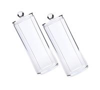 Healvian 2pcs Acrylic Cylindrical Cosmetic Box and Hair Ring Organizer Lid for Household Storage and Makeup Cotton Pads