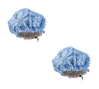 Healvian 2pcs Adjustable Boys and Girls Shower Hat Double Layer Boy Girl Sleep Cap Comfortable Fit for and Reusable Hair Protection for Bathing and Blue Butterfly