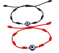 Healvian 2pcs Adjustable Evil Eye String Bracelets for Men and Women Handmade Braided Friendship Bands in Skin Friendly Material Minimalist Stylish Protection Jewelry