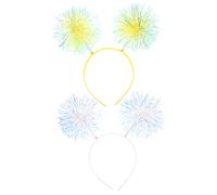 Healvian 2Pcs Adorable Sequin Head Hoops Glitter Hairbands for Birthday Parties Festivals Accessories with Colorful Pom Poms for Holiday Celebrations