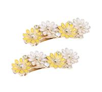 Healvian 2pcs Alloy Daisy Flower Hair Clip Spring Barrette Elegant Secure Hold for Ponytail Daily Wear and Weddings Stylish Hair Accessories for Women