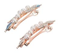 Healvian 2pcs Alloy Material Bow Hairpin Rhinestone Hairpins Ponytail for Women Girls