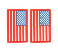 Healvian 2pcs American Flag PVC Epoxy Clothes Decors Patches with Hook and Loop Fastener, DIY Sewing Repair Stickers for Clothing, Bags, and Craft Accessories, Red Color