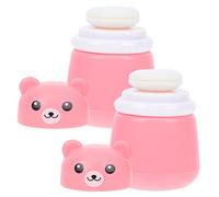 Healvian 2pcs Bear Shaped Powder Box Sponge and Pp Travel Powder Jar Easy to Carry Large Capacity with Toddler for Child Cosmetic Use