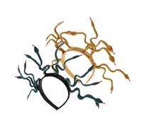 Healvian 2pcs Bendable Medusa Snake Headpiece Crown for Women Egyptian Queen Costume Headband with Detailed Plastic Snake Design Vinyl Material Earthy Gold Dark Green Festival Cosplay