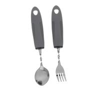 Healvian 2pcs Bendable Stainless Steel Spoon and Fork Set with Ergonomic Handles for Elderly Adults Adaptive Anti-Shake Utensils for Hand Tremors Secure Grip Food Aid Tableware