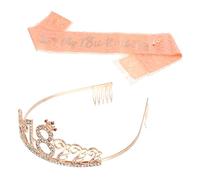 Healvian 2pcs Birthday Crown Tiara and Glitter Sash Set for Elegant Birthday Party Supplies with Stylish Lettering for Celebrating Special Occasions