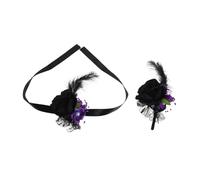 Healvian 2pcs Black Bridal Flower Corsage Wristlet Lightweight Handmade Wrist Corsage Bracelet for Bride Bridesmaid Mother Elegant Floral Wristband for Wedding and Daily Fashion Accessory