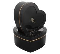 Healvian 2Pcs Black Heart Shaped Paper Boxes with Window and Gold Foil Design, Large and Small DIY Valentine’S Day Flower and Perfume Packaging Boxes for Romantic Party Favors