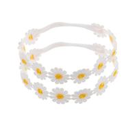 Healvian 2pcs Boho Style Daisy and Sunflower Flower Headbands for Women, Fabric Elastic Hairbands Fits Head Sizes, Unaffected by Seasons, Photo Props and Outdoor Accessories