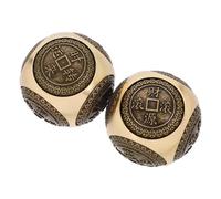 Healvian 2Pcs Brass Hand Exercise Balls Traditional Muscle Strengthening Baoding Balls with Relief Engravings for Finger Dexterity and Relaxation Therapy