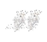 Healvian 2pcs Bridal Crystal Flower Hair Clips with White Shell Petals Elegant Wedding Hair Combs for Brides and Bridesmaids Rhinestone Decorative Accessories for Prom and Party