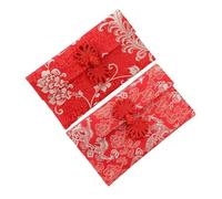 Healvian 2pcs Brocade Embroidered Red Money Pouch Set, Decorative Spring Festival Red Envelope for Wedding and New Year Celebration Random Style