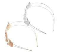 Healvian 2Pcs Butterfly Crown Headband Elegant Gold Silver Alloy Tiara Bohemian Wedding Hair Accessories for Brides Prom and Special Occasions Lightweight Comfortable Versatile Design