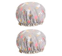 Healvian 2pcs Cartoon Shower Cap for Women Double Layer Bath Hat Oilproof Lightweight Design for and Kitchen Use for Keeping Hair Dry